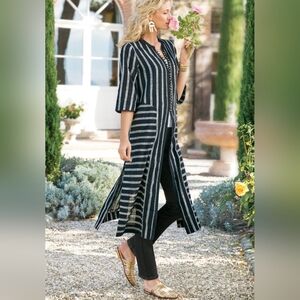 Soft Surroundings Moroccan Topper Mandarin Collar Lagenlook Kaftan Duster Large